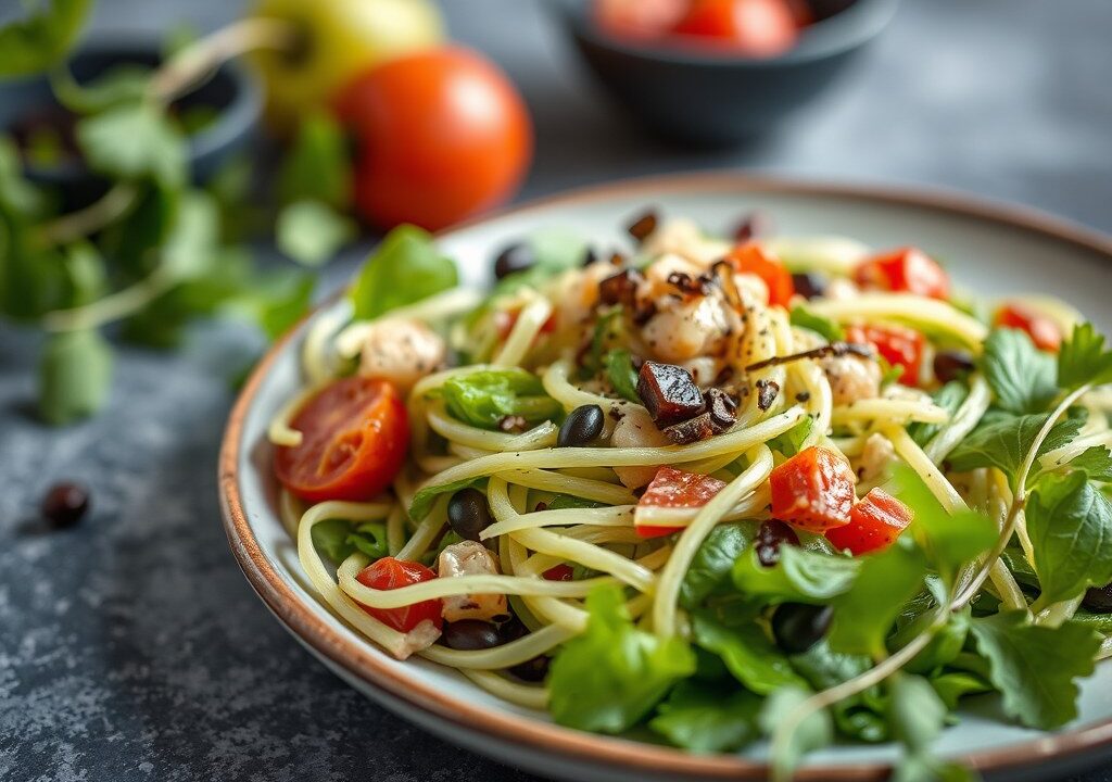 Pittige bladsalade — AI-gegenereerde illustratie