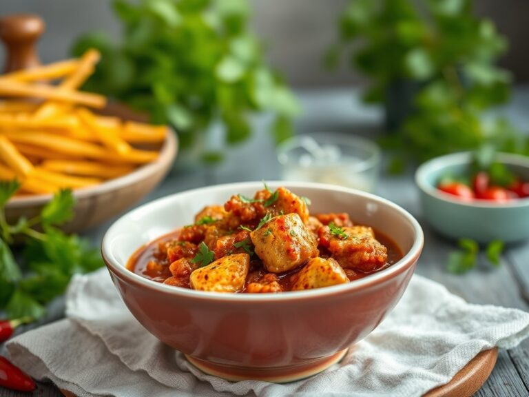 Pittige chili con pollo — AI-gegenereerde illustratie