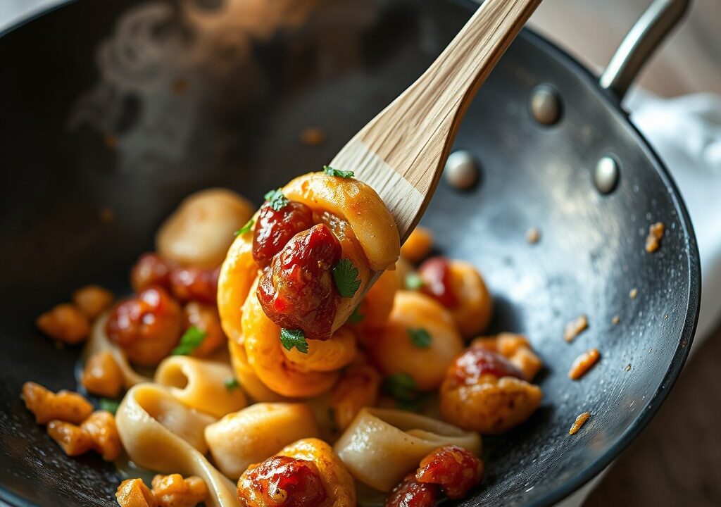 Pittige peertjes uit de wok met Kazen van bij Ons — AI-gegenereerde illustratie