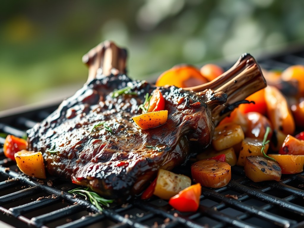 Pittige T-bone met provençaalse groenten, AI-gegenereerde illustratie