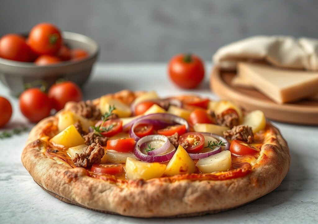 Pizza alla sem (met aardappel), AI-gegenereerde illustratie