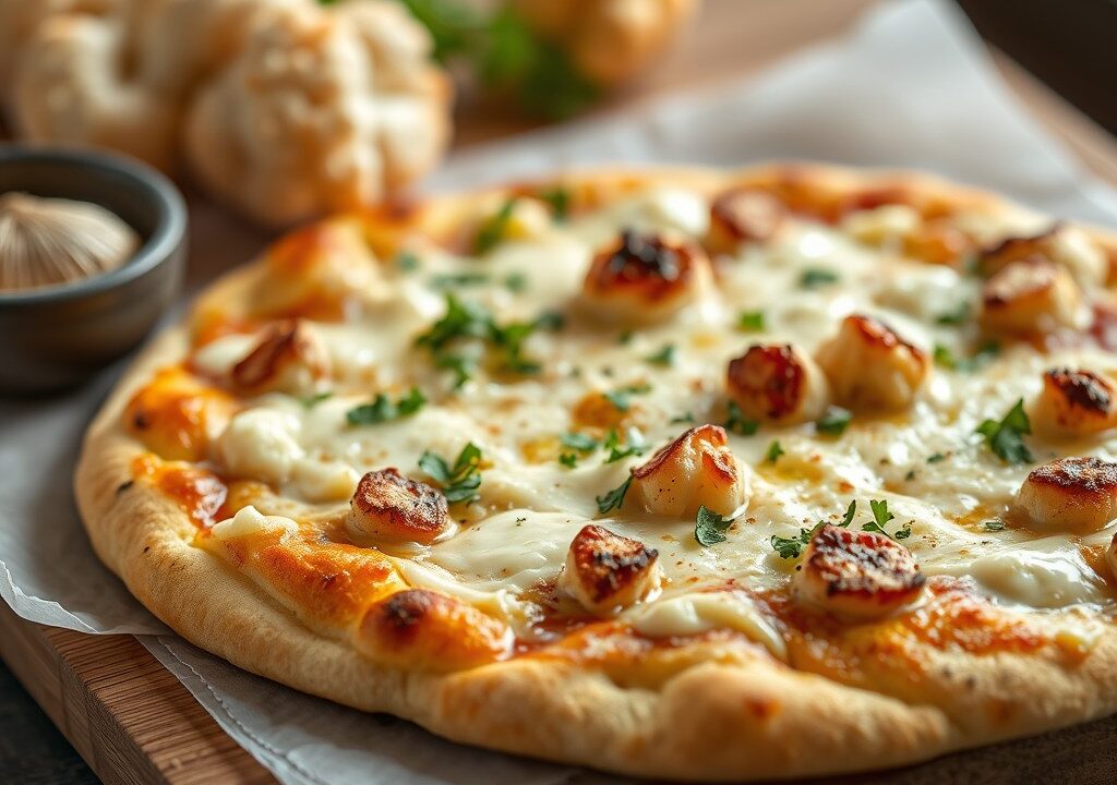Pizza bodem van bloemkool, AI-gegenereerde illustratie