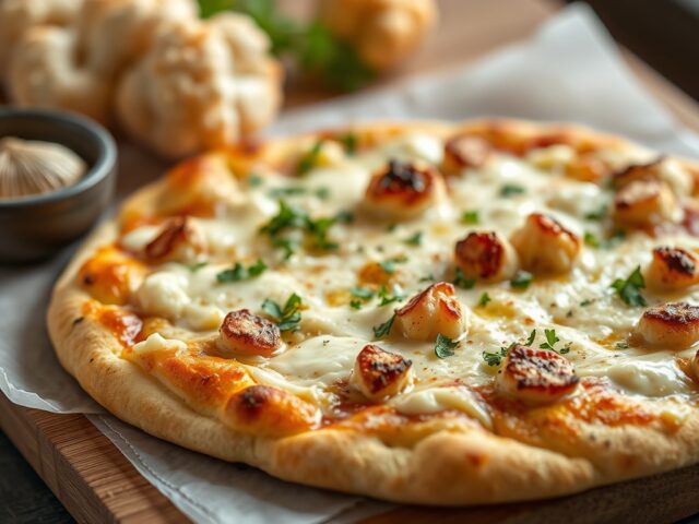 Pizza bodem van bloemkool — AI-gegenereerde illustratie