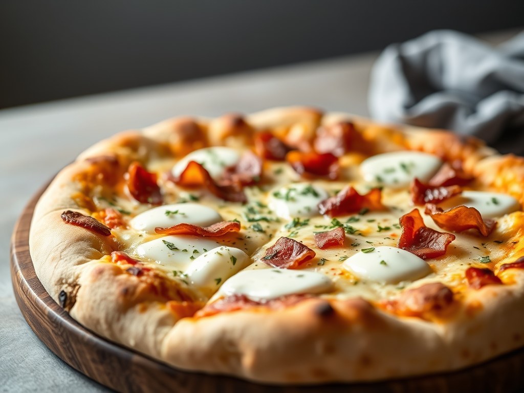 Pizza Carbonara, AI-gegenereerde illustratie