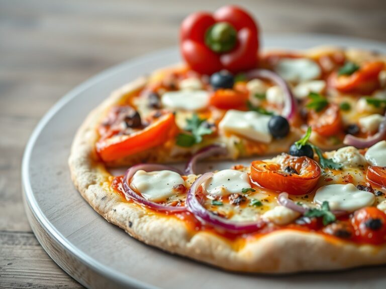 Pizza met biologische Bastiaansen kaas — AI-gegenereerde illustratie