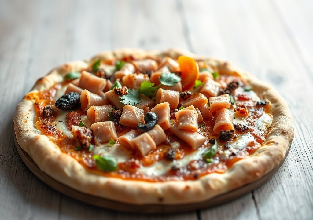 Pizza met lamsgehakt — AI-gegenereerde illustratie
