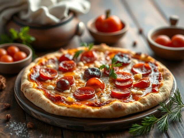 Pizza met rabarber — AI-gegenereerde illustratie