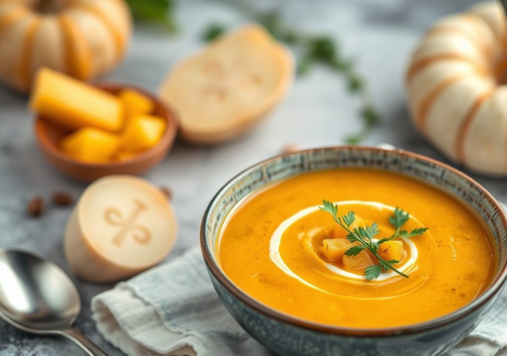 Pompoen Soep met Thais Tintje uit Slow Cooker — AI-gegenereerde illustratie