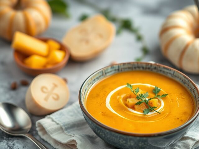 Pompoen Soep met Thais Tintje uit Slow Cooker — AI-gegenereerde illustratie