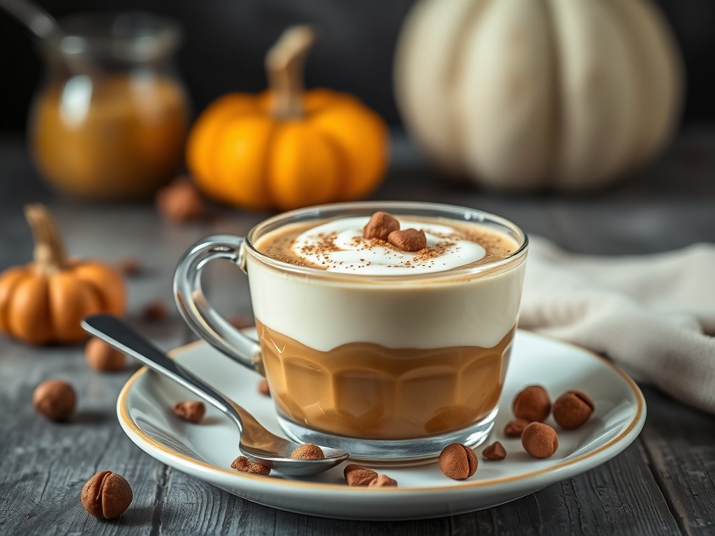 Pompoencappuccino, AI-gegenereerde illustratie