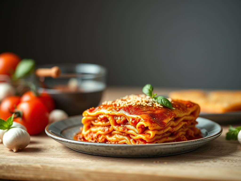 Pompoenlasagne, AI-gegenereerde illustratie
