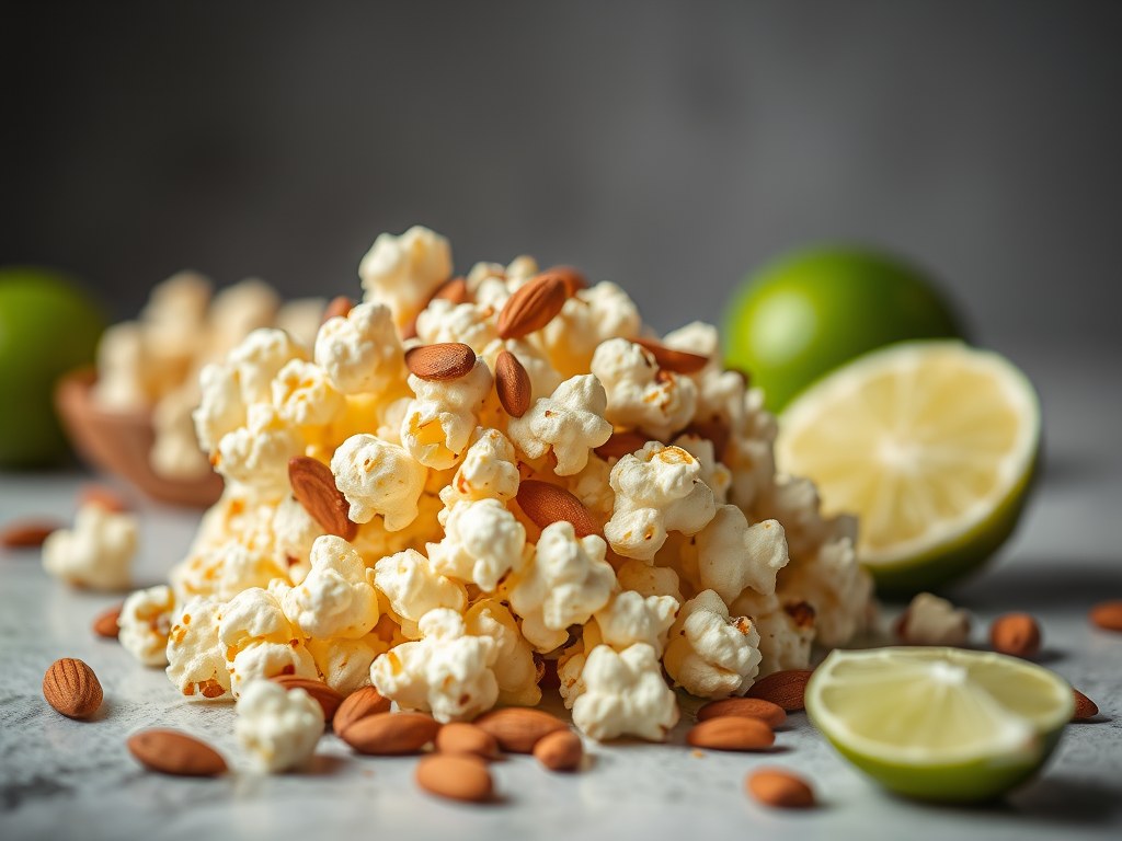 Popcorn met Chaumes en amandelen, AI-gegenereerde illustratie