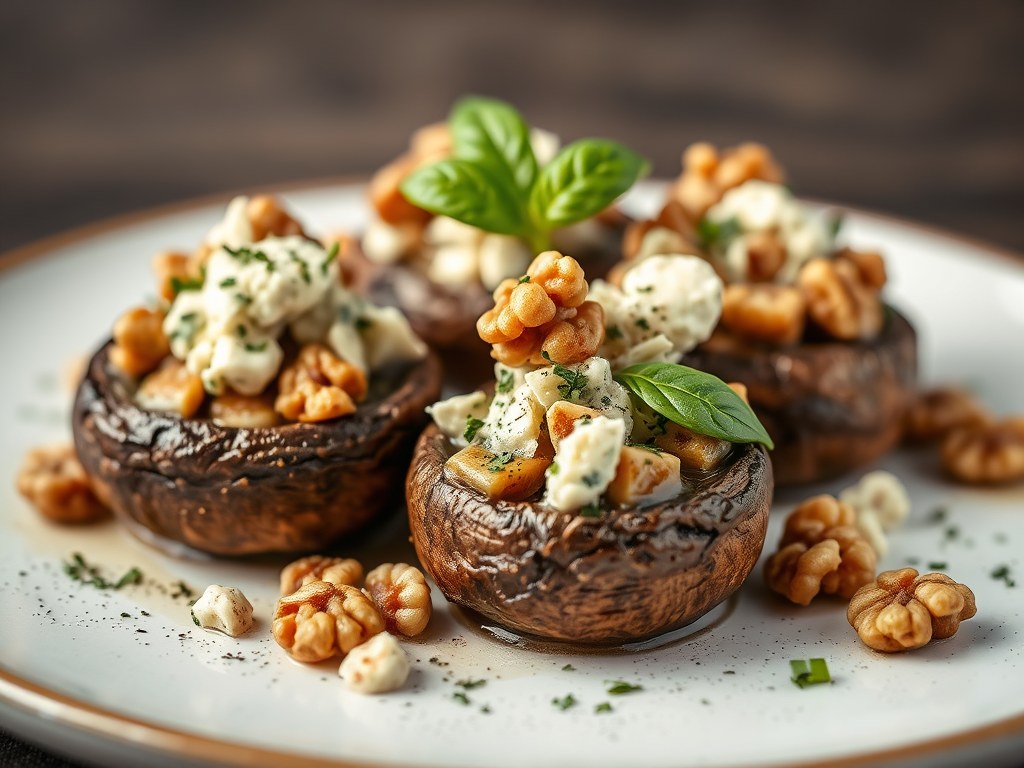 Portobello met gorgonzola, AI-gegenereerde illustratie