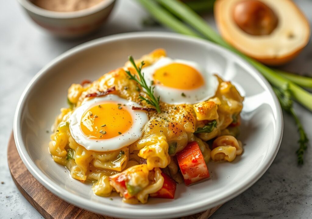 Prei gratin met platte kaas — AI-gegenereerde illustratie