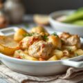 Prei ovenschotel met kip — AI-gegenereerde illustratie