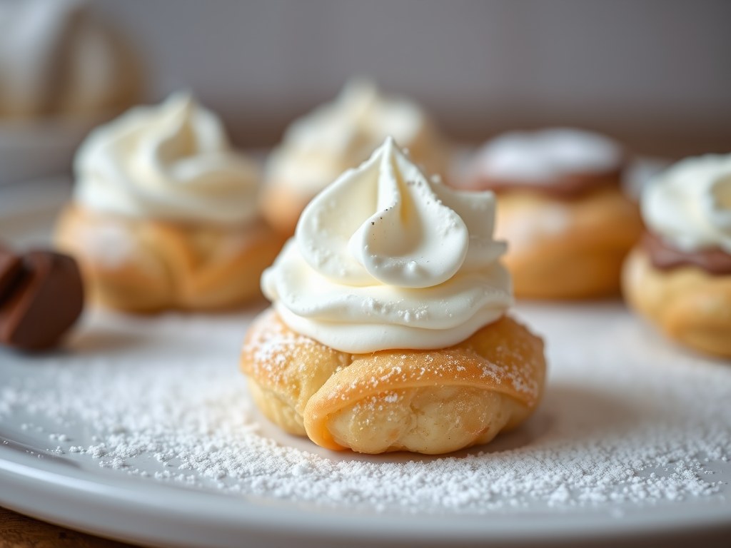 Profiteroles met mokkaroom, AI-gegenereerde illustratie