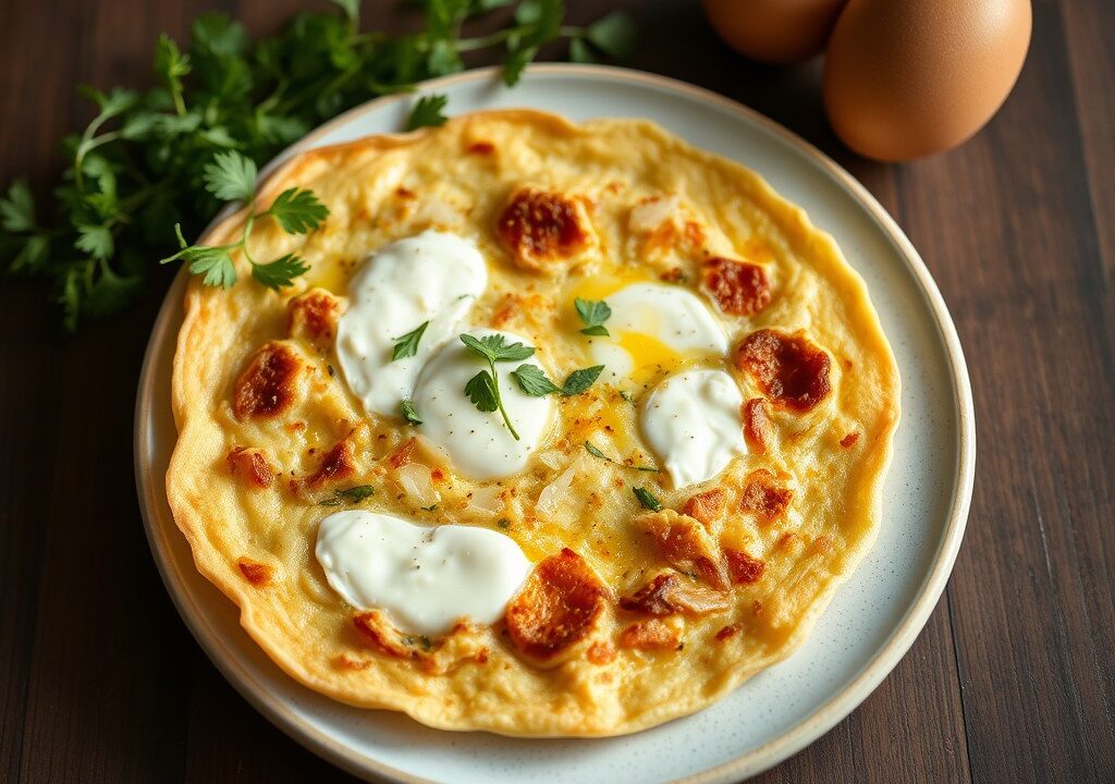 Provençaalse tortilla met zachte geitenkaas — AI-gegenereerde illustratie