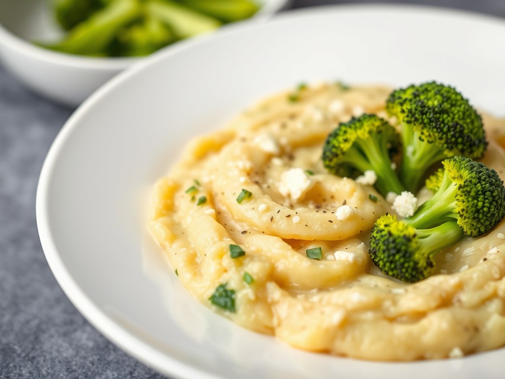 Puree met broccoli en Finettes, AI-gegenereerde illustratie