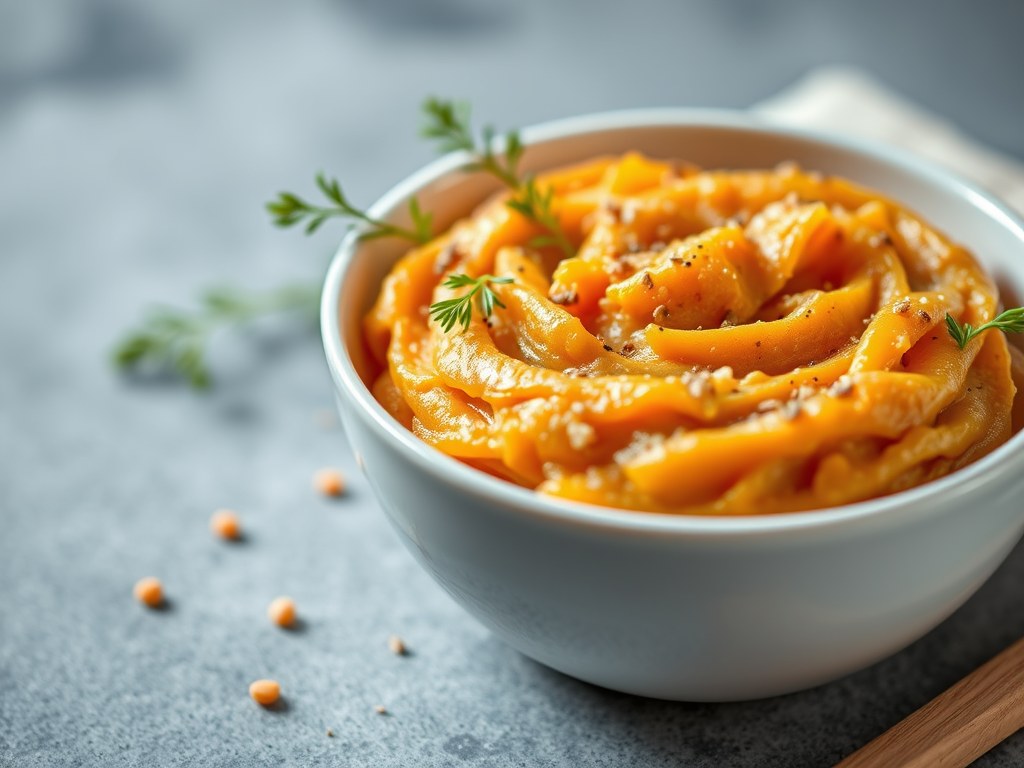 Puree van wortelen en knolselder, AI-gegenereerde illustratie