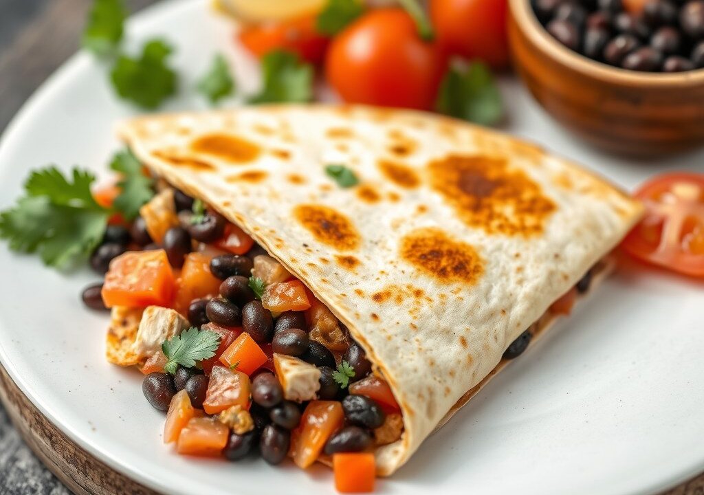 Quesadilla met Kip en Zwarte Bonen — AI-gegenereerde illustratie