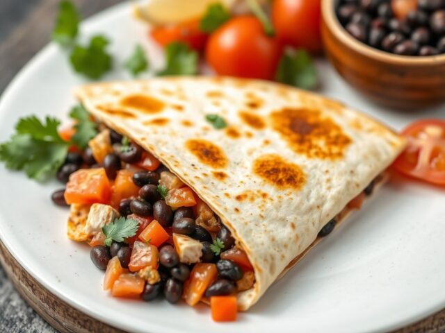 Quesadilla met Kip en Zwarte Bonen — AI-gegenereerde illustratie