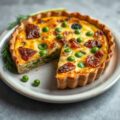 Quiche met kippenragout en doperwten
