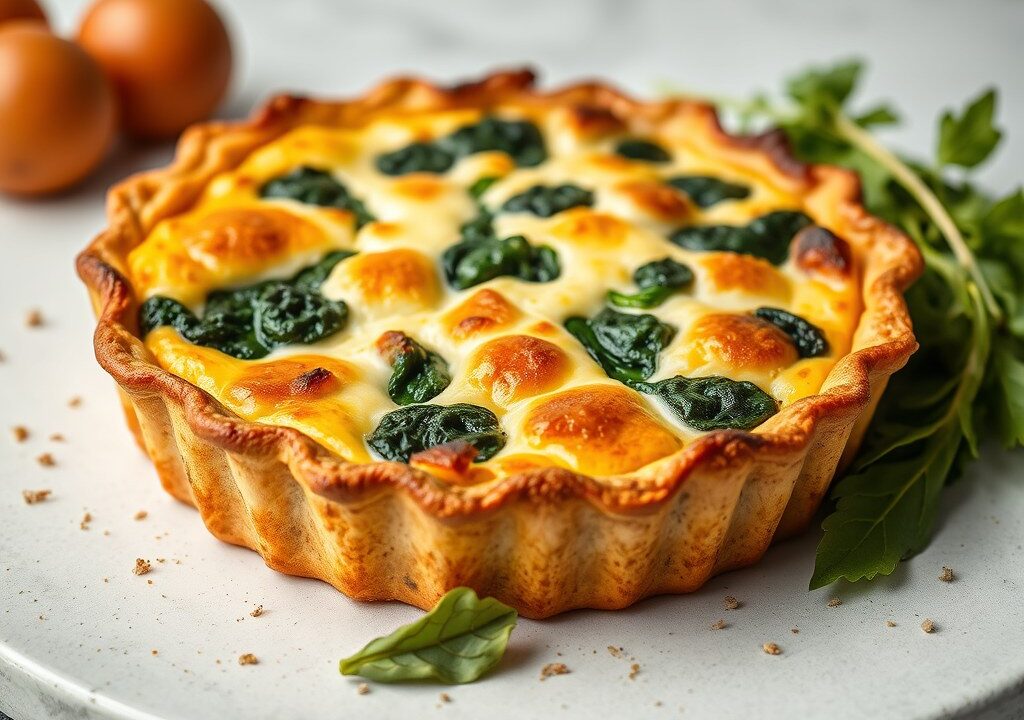 Quiche met ricotta en spinazie — AI-gegenereerde illustratie