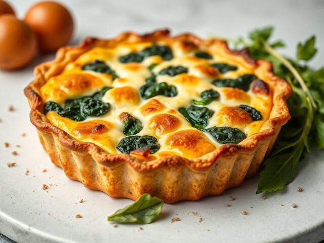 Quiche met ricotta en spinazie — AI-gegenereerde illustratie