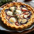 Quiche met rode ui, tijm en geitenkaas