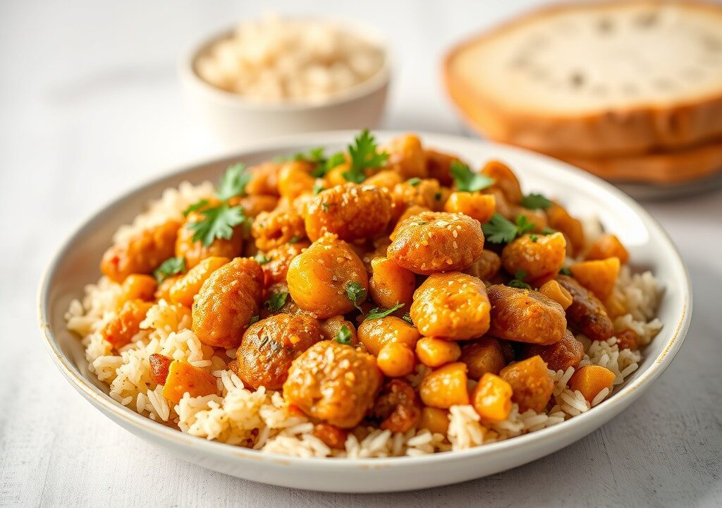 Quorn Biriyani — AI-gegenereerde illustratie
