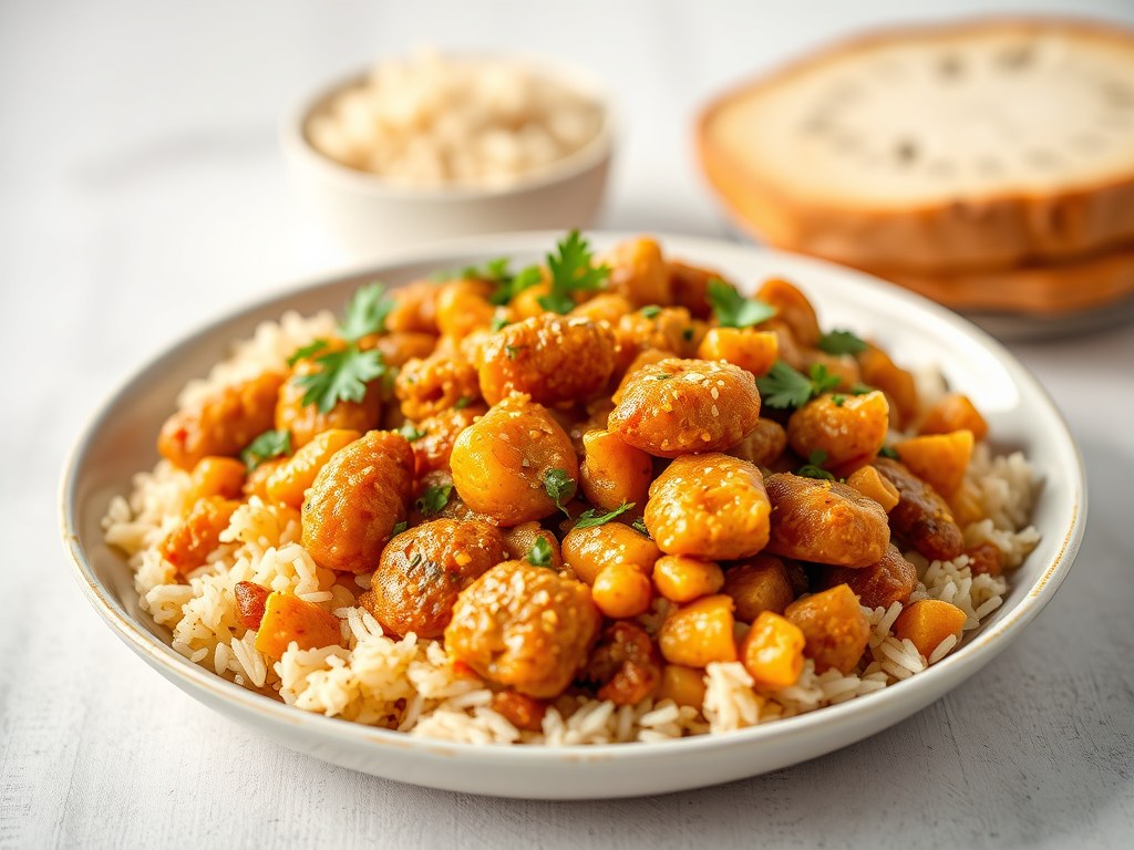Quorn Biriyani, AI-gegenereerde illustratie