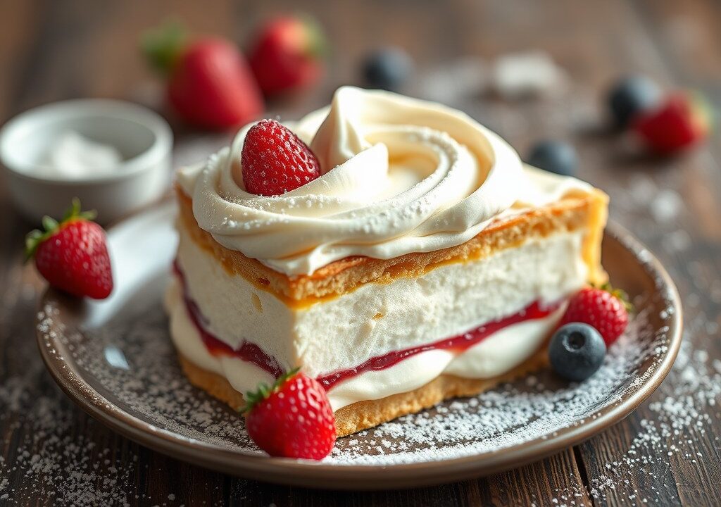 Rabarbermeringue — AI-gegenereerde illustratie