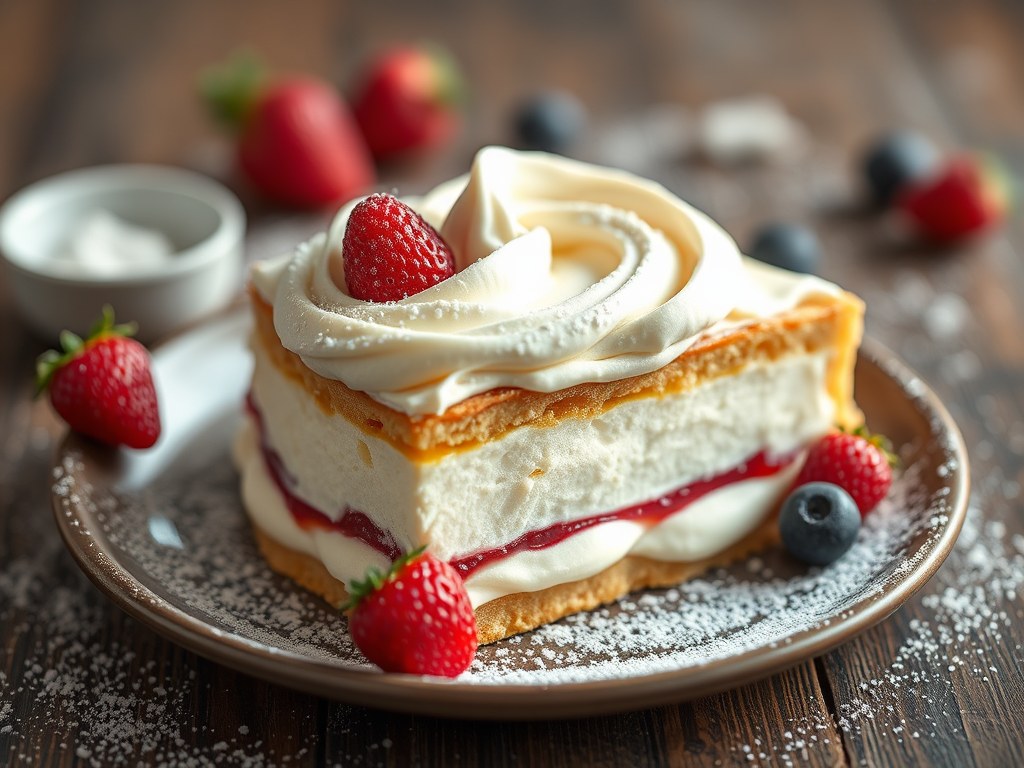 Rabarbermeringue, AI-gegenereerde illustratie
