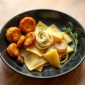 Ravioli met witte pens en geroosterde pompoenpitten