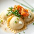 Ravioli met zalm en bieslook