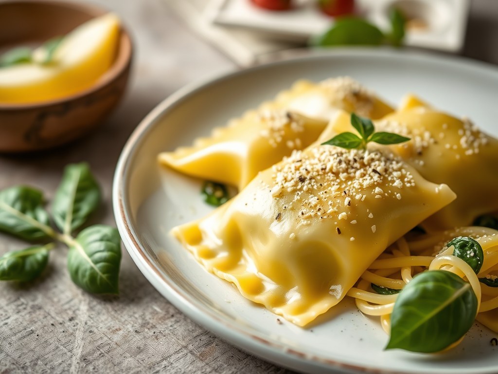 Ravioli op zijn Schwäbisch: Maultaschen, AI-gegenereerde illustratie