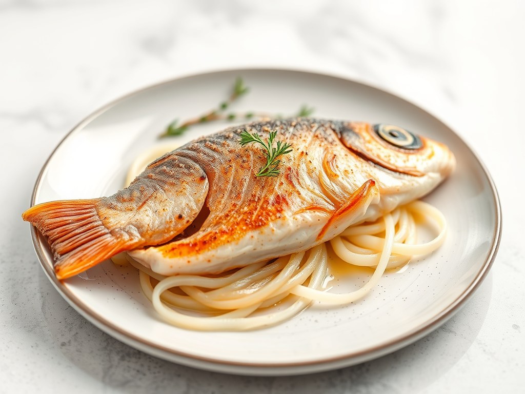 Red snapper op venkel, AI-gegenereerde illustratie