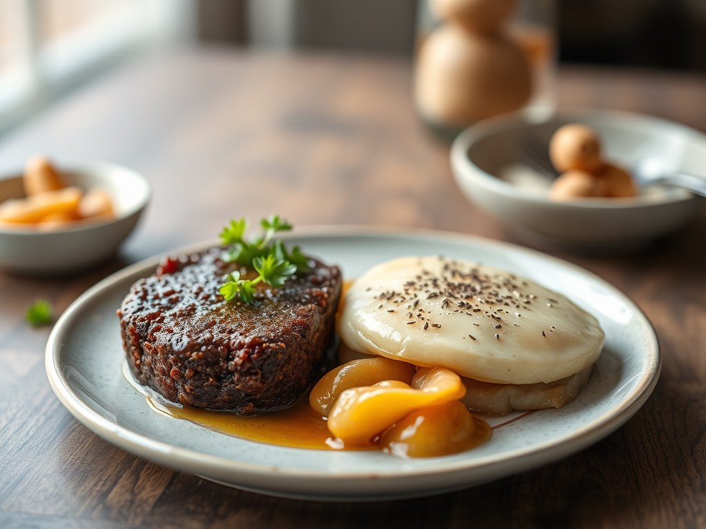 Reefilet met ganzenlever en truffel, AI-gegenereerde illustratie