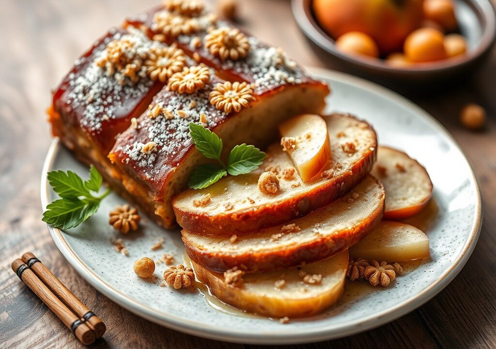 Reegebraad met geurige vruchten en speculaas, AI-gegenereerde illustratie