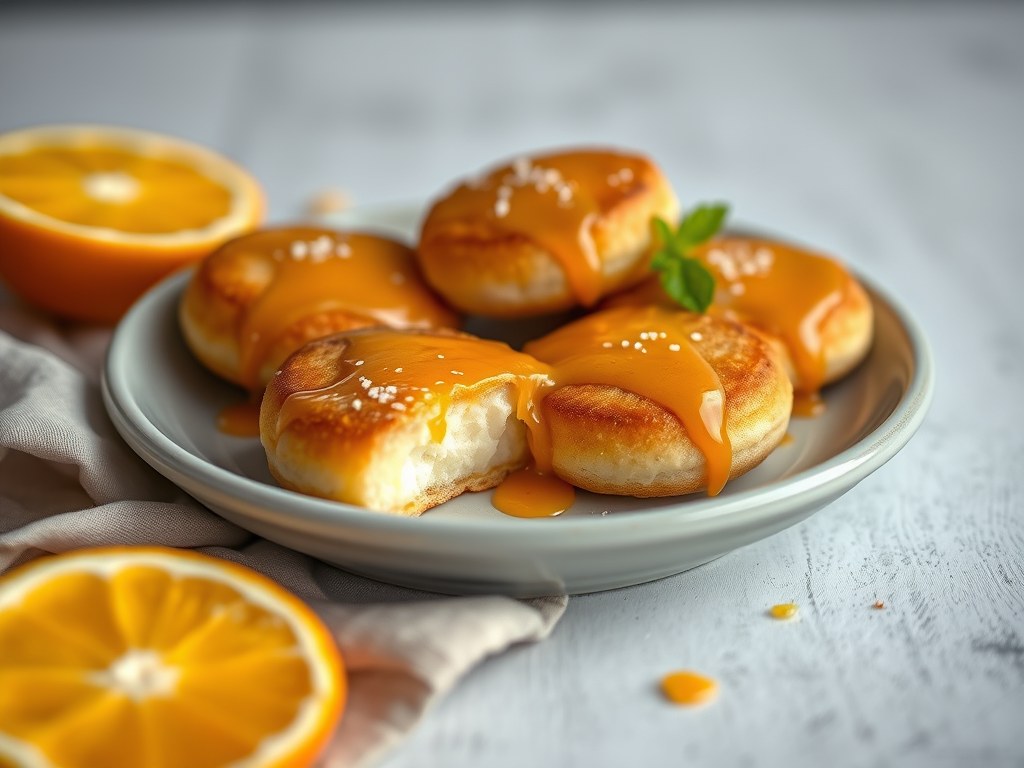 Ricotta Pannekoekjes met Sinaasappel Siroop, AI-gegenereerde illustratie