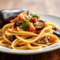 Rigatoni met lam en aubergine
