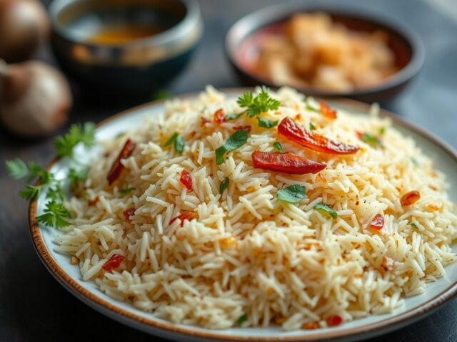 RIJST : Biryani uit India — AI-gegenereerde illustratie
