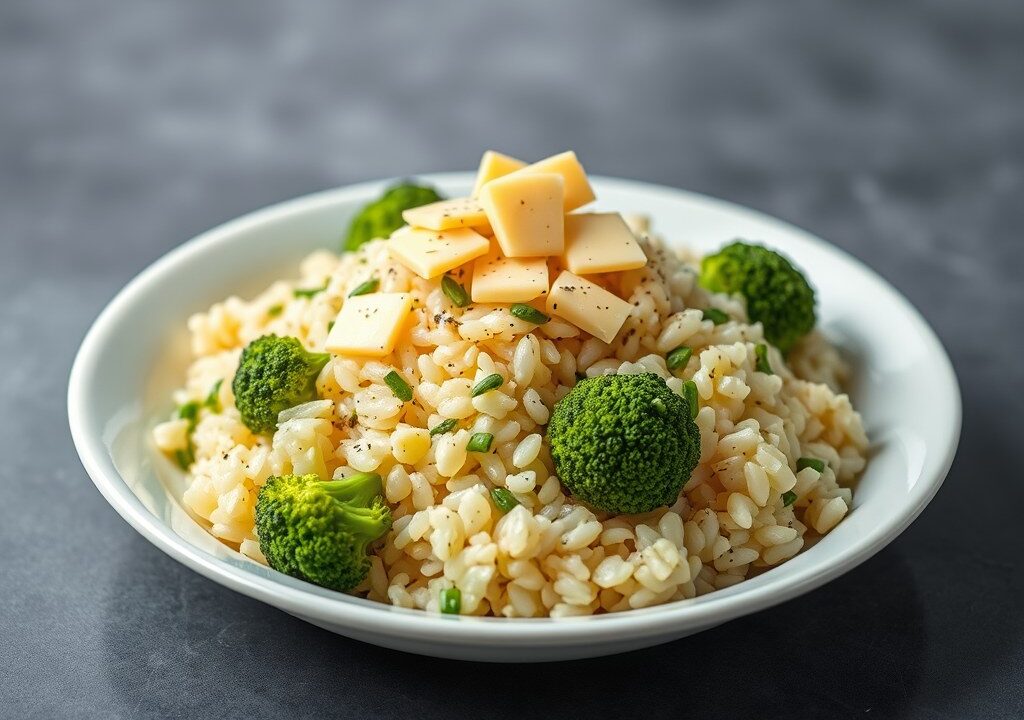 Rijst met broccoli — AI-gegenereerde illustratie