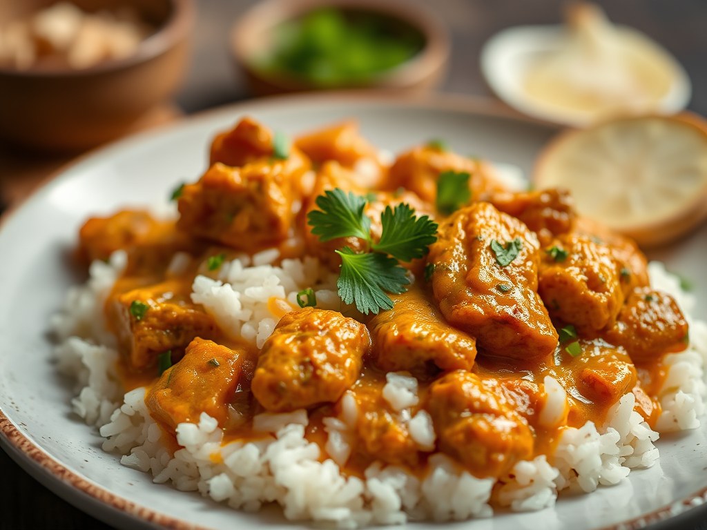RIJST met Kip-Curry Batawi, AI-gegenereerde illustratie