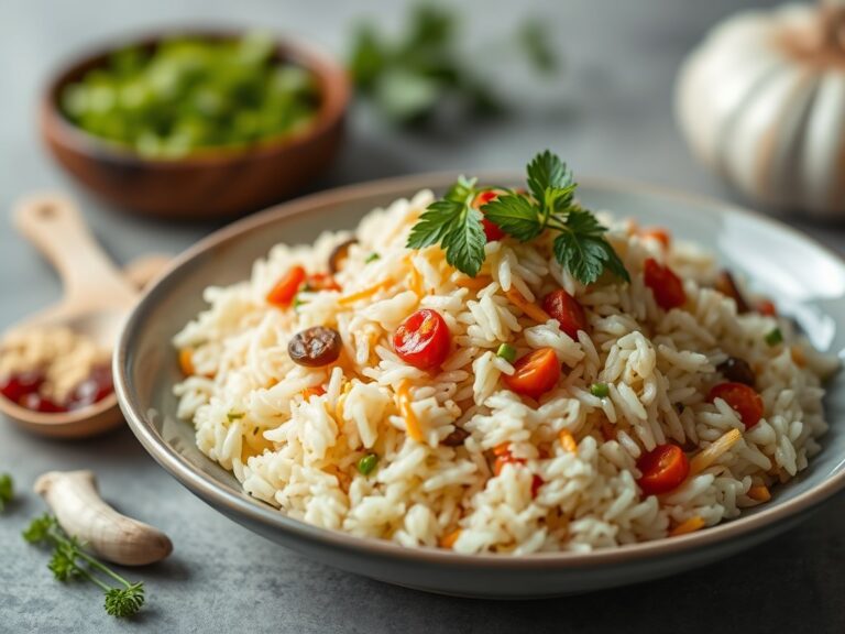 Rijst met Knoflook en Kruiden India II — AI-gegenereerde illustratie