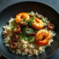 Rijst met Paksoi, Kastagnechampignons, Gember en Garnalen