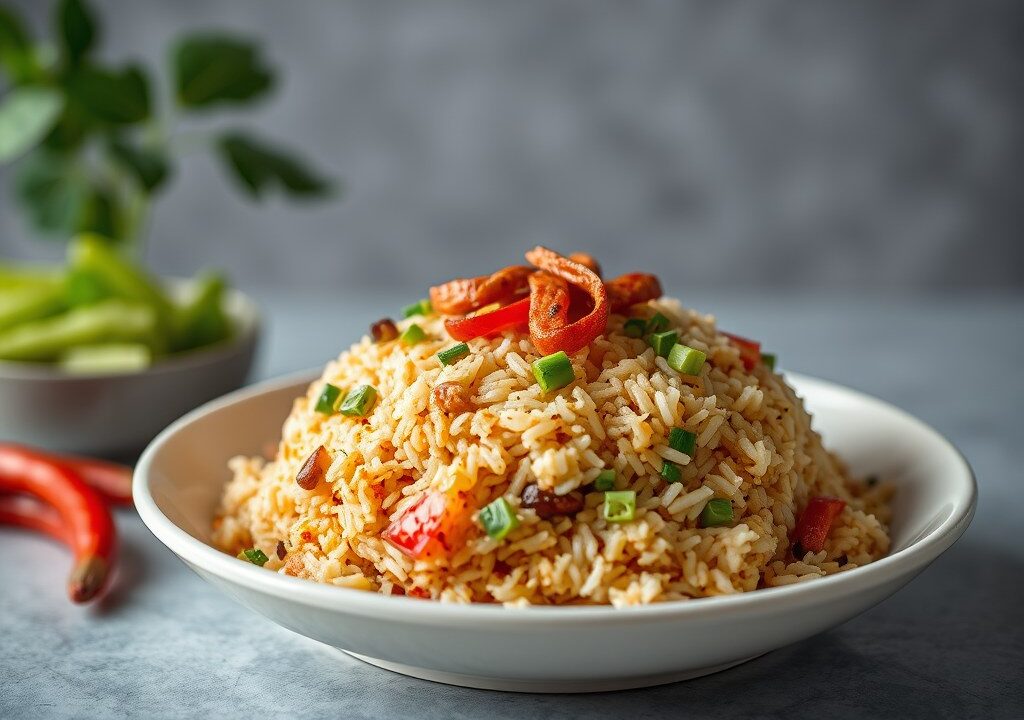 RIJST Nasi Goreng Maleisie — AI-gegenereerde illustratie