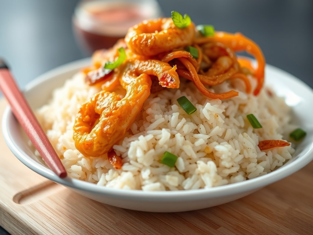 RIJST Nasi Goreng Udang, AI-gegenereerde illustratie