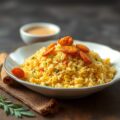 Rijst Nasi Kuning II met Gefrituurde uitjes