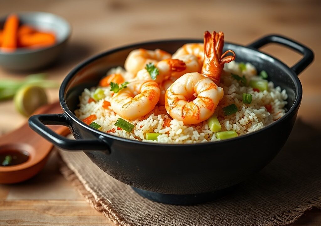 RIJST : Rijst met Garnalen uit de Wok — AI-gegenereerde illustratie